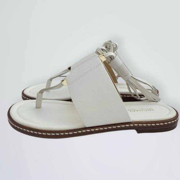 Michael Michael Kors White Marlon Leather Lace-Up Sandal - Picture 7 of 12